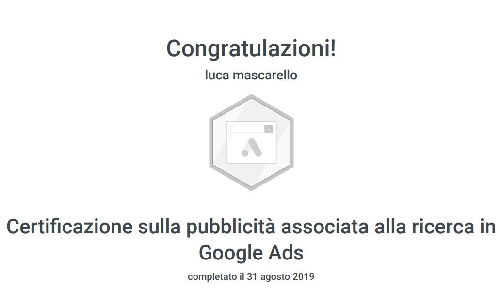 certificazione campagne google ads